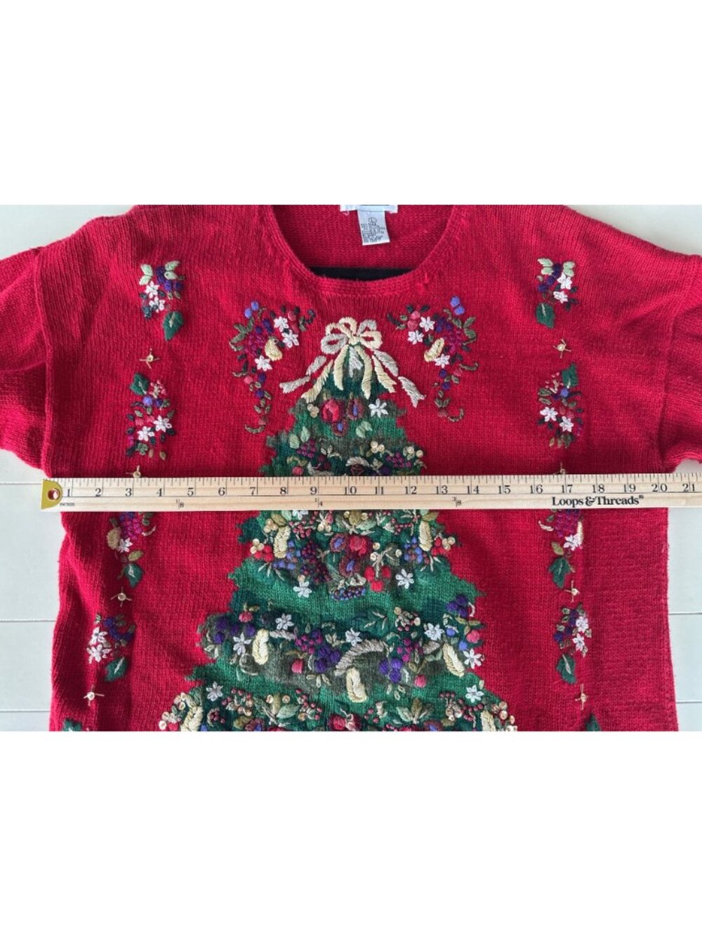 Vtg 90s Carly St. Claire Ugly Christmas Sweater Sz L Embroidered Sequin Holiday - Picture 7 of 8